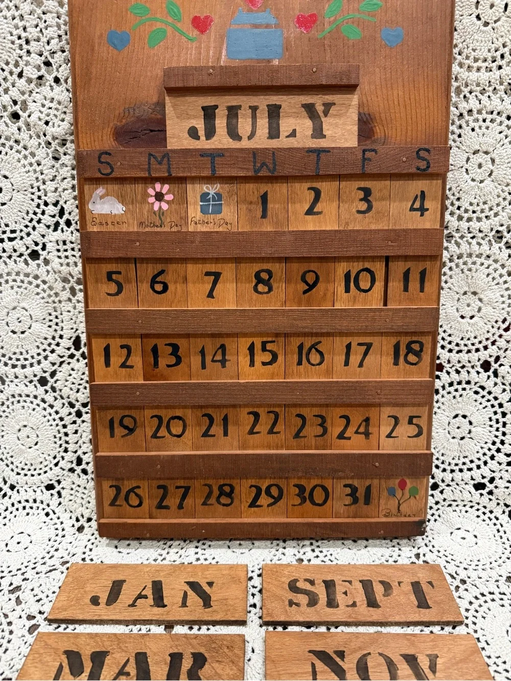 Wooden Perpetual Pocket Calendar - Brown
